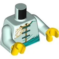 Torso, Tunic, Dark Turquoise Trim, Belt, Buttons, Gold Decorations Print, Light Aqua Arms, Yellow Hands / Light Aqua