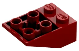 Brick Sloped Inverted 33° 3 x 2, Connections between Studs, Ovoid Bottom Pin / Dark Red