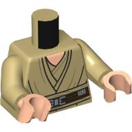Lego Torso Robe, Dark Brown Belt print, Tan Arms, Light Nougat Hands / Tan