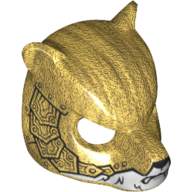 Lego Mask Bear with White Face and Metallic Gold Scaled Armor Print / Pearl Gold