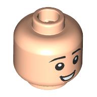 Lego Minifig Head Henry, Child, Black Eyebrows, Open Mouth Smile / Scared Scream / Light Nougat