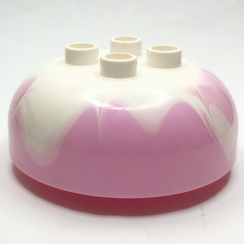 Lego Duplo Brick Round 4 x 4 Dome Top with 2 x 2 Studs - Marbled White 'Frosting'