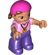 Duplo Figure Child with Bandana Dark Pink, Necklace with Pouch Print (Izzy) / Bright Pink