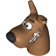 Animal Body Part, Dog Head Great Dane with Scooby-Doo with Mouth Open at Side and Chattering Teeth Print / Medium Nougat