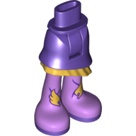Lego Minidoll Hips and Asymmetrical Layered Skirt with Gold Ruffle, Long Medium Lavender Boots with Gold Wings and Dark Purple Soles Print / Dark Purple
