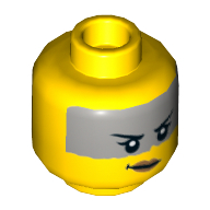 Lego Minifig Head Mo-Hawk / Sharkira, Female, Light Bluish Grey Band On Forehead, Crooked Smile Print [Hollow Stud] / Yellow