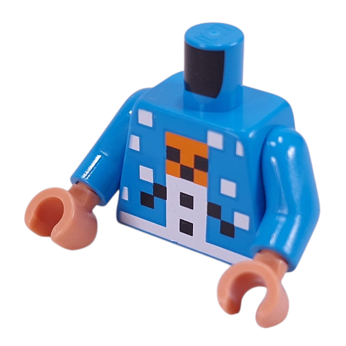 Lego Torso, Pixelated Snow Golem print, Dark Azure Arms, Nougat Hands / Dark Azure