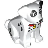 Lego Animal, Dog Sitting with Black Spots, Red Collar, Yellow Pendant (Dalmatian) print