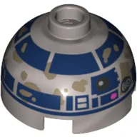 Brick Round 2 x 2 Dome Top with R2-D2 with Mud Stains Print