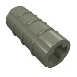 Technic Axle Connector Ridged [with x Hole x Orientation] / Dark Gray