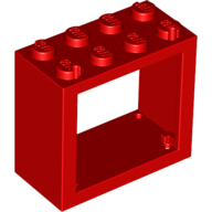 Lego Window 2 x 4 x 3 Frame with Solid Studs / Red