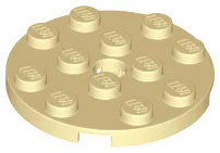 Plate Round 4 x 4 with Pin Hole / Tan
