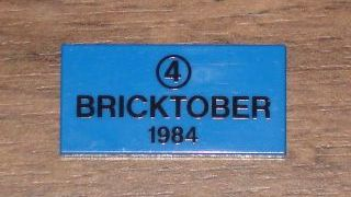 Lego Tile 2 x 4 with Black Number 4 in Circle and 'BRICKTOBER 1984' Pattern