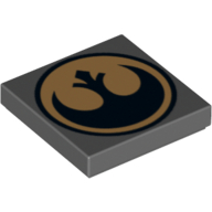 Lego Tile 2 x 2 with SW Rebel Logo Print / Dark Bluish Gray