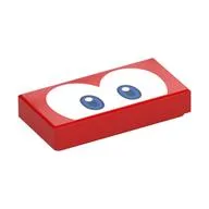 Tile 1 x 2 with Blue Eyes (Eep/Cheep Cheep) Print / Red