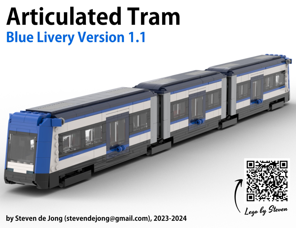Lego Articulated Tram with Bellows (City, Blue Livery Version)