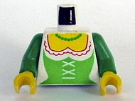Lego Torso Castle Forestman Green Corset and Necklace Original Bright Pattern (Maiden) / Green Arms / Yellow Hands