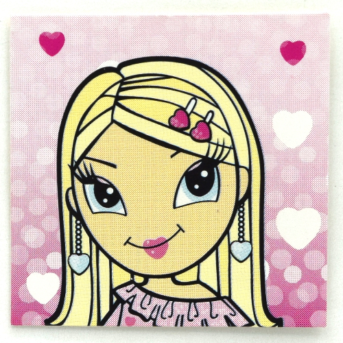 Lego Clikits Insert 4 x 4 with 'Heart' with Pink Hearts Background Print
