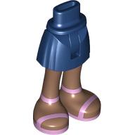 Lego Minidoll Hips and Short Skirt with Medium Brown Legs, Metallic Pink Shoes print [Thin Hinge] / Dark Blue