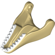Lego Animal Body Part, Dinosaur, Tyrannosaurus Rex Lower Jaw with White Teeth Print / Tan