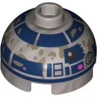 Brick Round 2 x 2 Dome Top with R2-D2 and Mud Stains Print