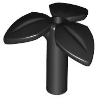 Lego Plant, Stem with 3 Leaves and Bottom Pin / Black