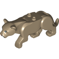 Lego Animal, Big Cat, Leopard with 2 Studs, Blue Eyes Print / Dark Tan