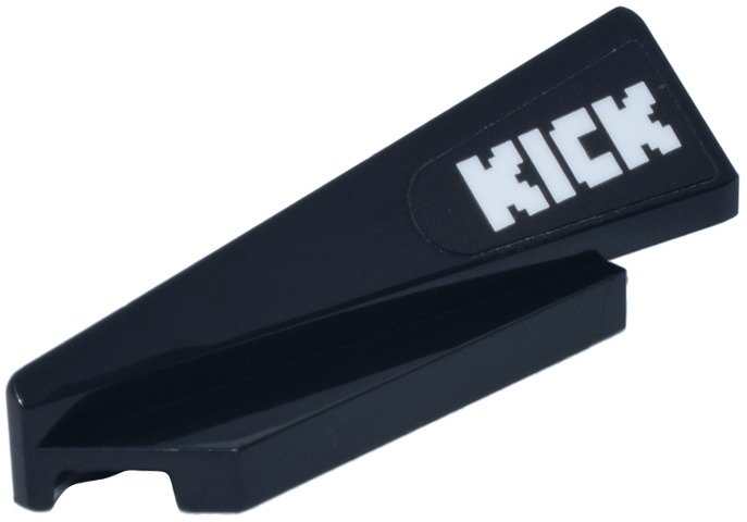 Lego Wedge 5 x 1 x 1 1/3 with 4 x 1 Base Left with White 'KICK' Logo Pattern (Sticker) - Set 77247