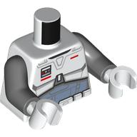 Lego Torso, Imperial Commando Armor, Sand Blue Armor, Utility Belt, Red Markings print, Dark Bluish Gray Arms, White Hands / White