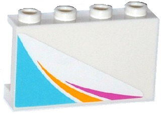 Lego Panel 1 x 4 x 2 with Side Supports - Hollow Studs with Magenta and Yellow Stripes and Medium Azure Triangle Pattern Model Right (Sticker) - Set 41100