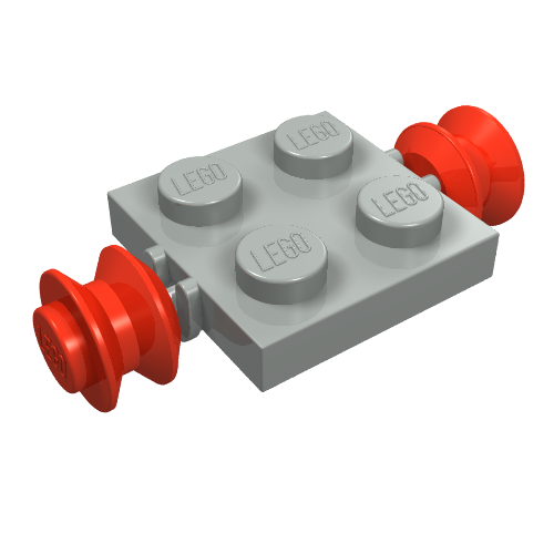 Lego Plate Special 2 x 2 with Wheels Red / Light Gray