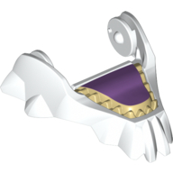Lego Large Figure Head Big Cat Lower Jaw with Teeth and Purple Tongue Print / White