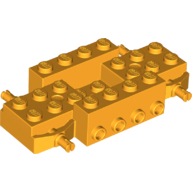 Lego Vehicle Base 4 x 8 x 1 1/3 with Wheel Pins, 4 studs on each side, 2 x 2 Recessed Center and Hole / Bright Light Orange