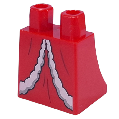 Lego Hips and Legs Under Dress/Robe with White Furls print / Red