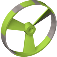 Lego Large Figure Spinner / Propeller without Code, Marbled Pearl Light Gray Pattern (Rhotuka) / Lime