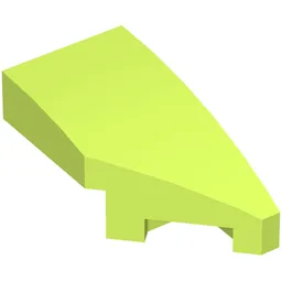 Brick Wedged, Curved 2 x 1 with Stud Notch Right / Lime