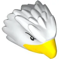 Minifig Head Special, Bird with Yellow Beak, Black Eyes Print / White