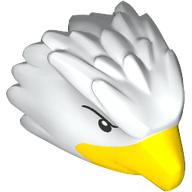 Lego Minifig Head Special, Bird with Yellow Beak, Black Eyes print / White