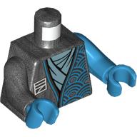 Lego Torso, Odd Arms, Robe, White Symbol, Medium Azure Shirt Print, Left Dark Azure Arm, Right Pearl Titanium Arm, Dark Azure Hands / Pearl Titanium