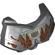 Large Figure Chest Cover, Armour Small with Silver Panels, Brown Fur, and Tan Teeth Print / Black