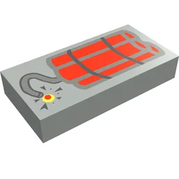 Tile 1 x 2 with Dynamite Print / Light Gray
