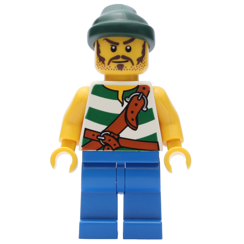 Lego Pirate - Green Stripes, Blue Legs, Dark Green Bandana