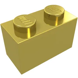 Brick 1 x 2 / Chrome Gold