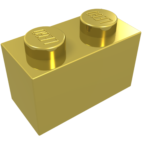 Lego Brick 1 x 2 / Chrome Gold