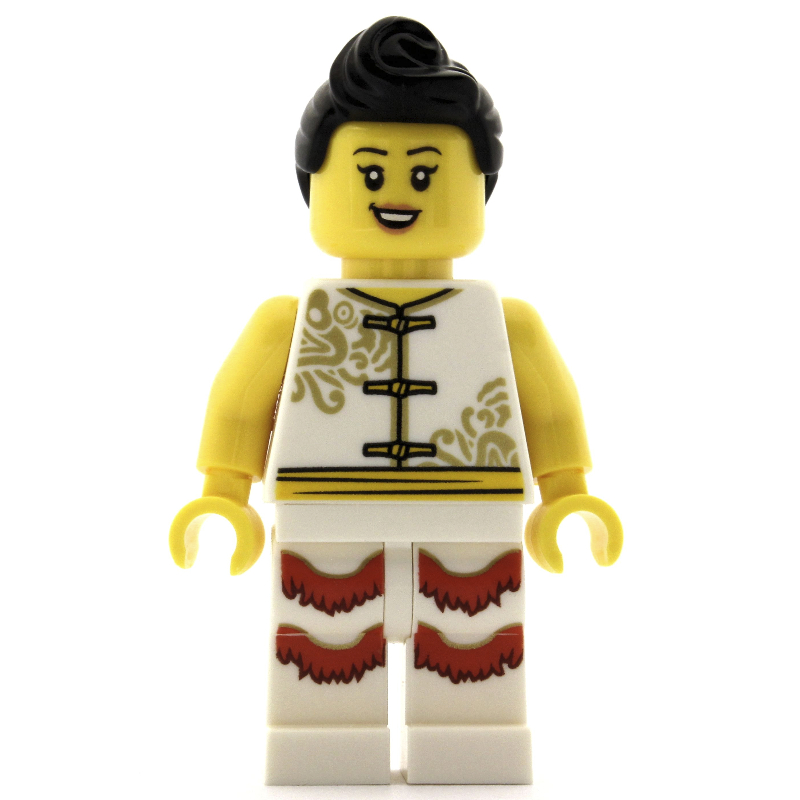 Lego Woman, White Robes with Ties, White Legs, Black Hair