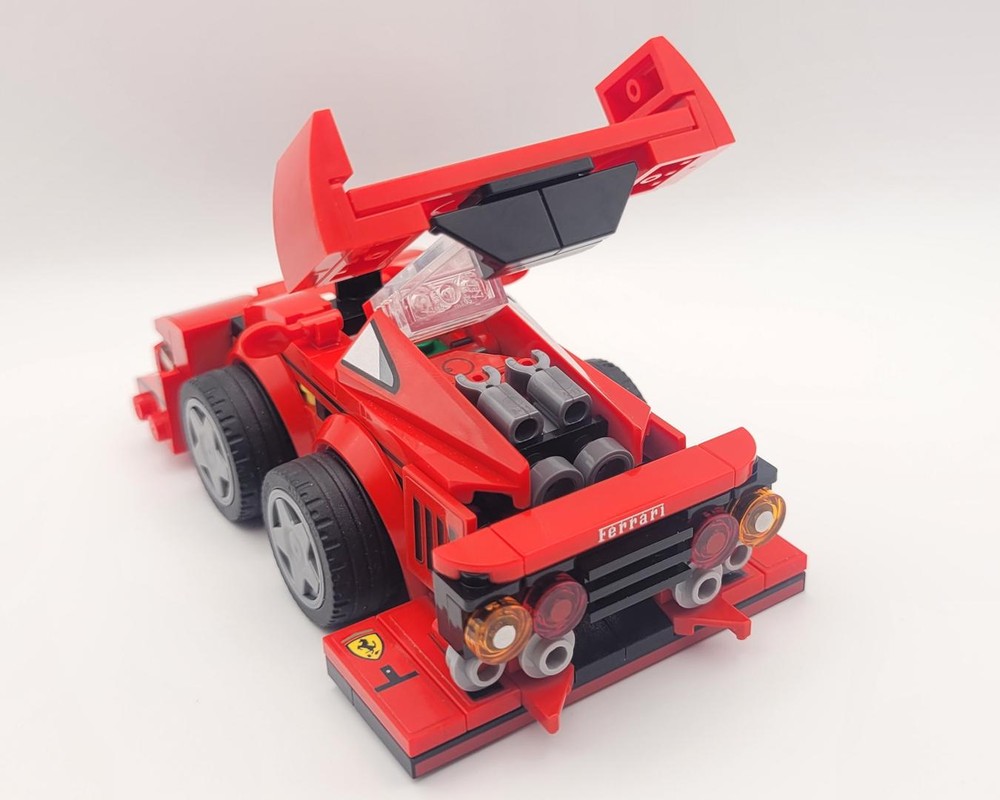 Lego Tooned F40 Supercar & Dyno Toon Engine Test Stand