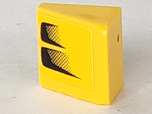 Lego Slope 30 1 x 1 x 2/3 with Black Air Intake Double Faded on Yellow Background Pattern Model Right Side (Sticker) - Set 8124