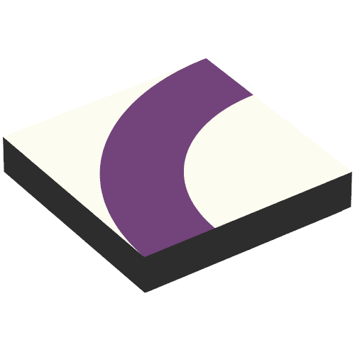 Lego Tile 2 x 2 with Dark Purple Quarter Circle on Light Violet Background Print / Black
