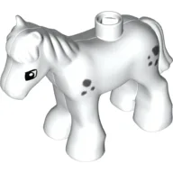 Duplo Animal Horse/Foal with Small Dark Bluish Gray Spots / White