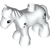 Lego Duplo Animal Horse/Foal with Small Dark Bluish Gray Spots / White